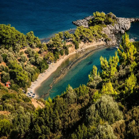 Tsopela Beach in Samos with clear waters, wild landscape and total seclusion